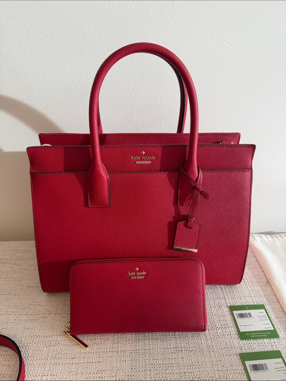 Kate Spade Cameron Street Candace Satchel + Lacey Wallet Heirloom Red Bundle